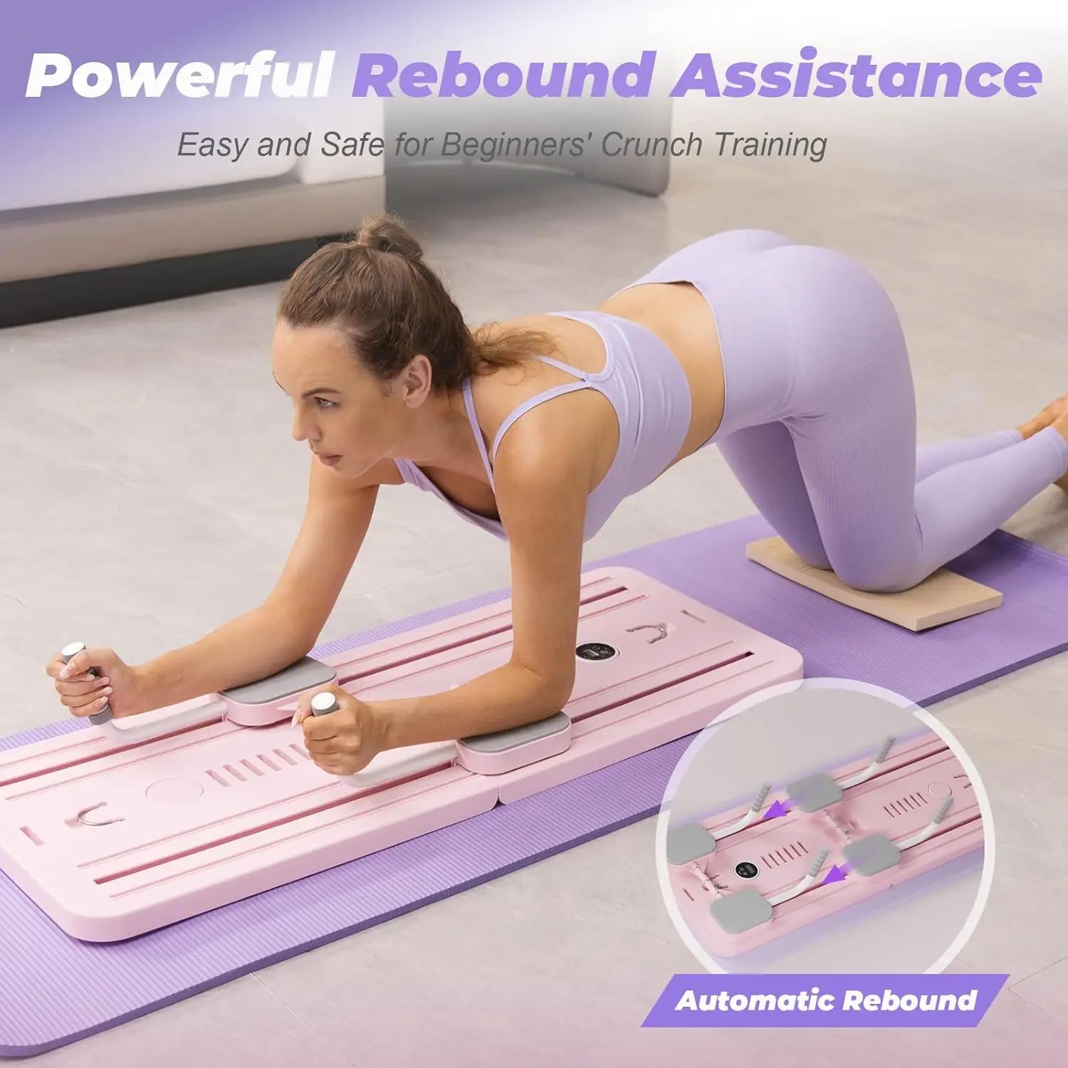 Multifunctional Abdominal Board Fitness Board Push up Board Automatic Rebound Abdominal Muscle Curling, Home Fitness Equipme